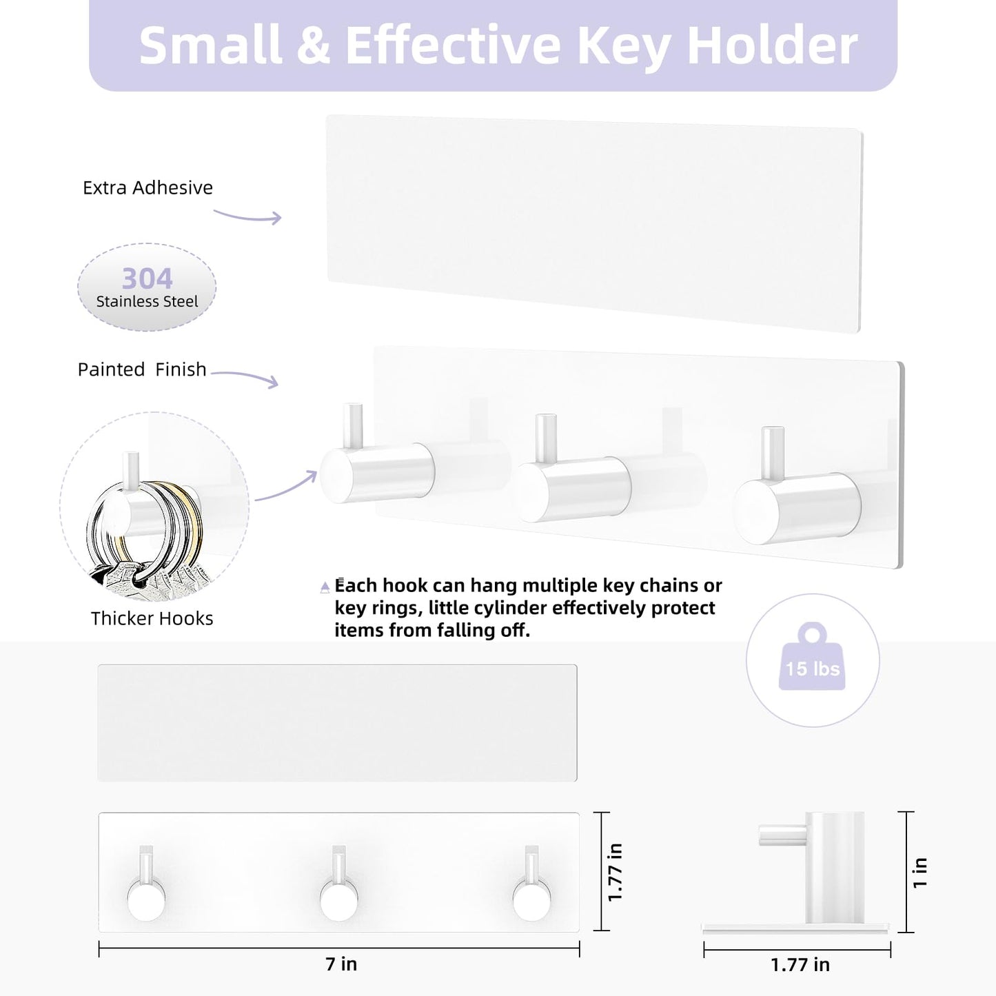 VIS'V Adhesive Wall Key Holder – Black