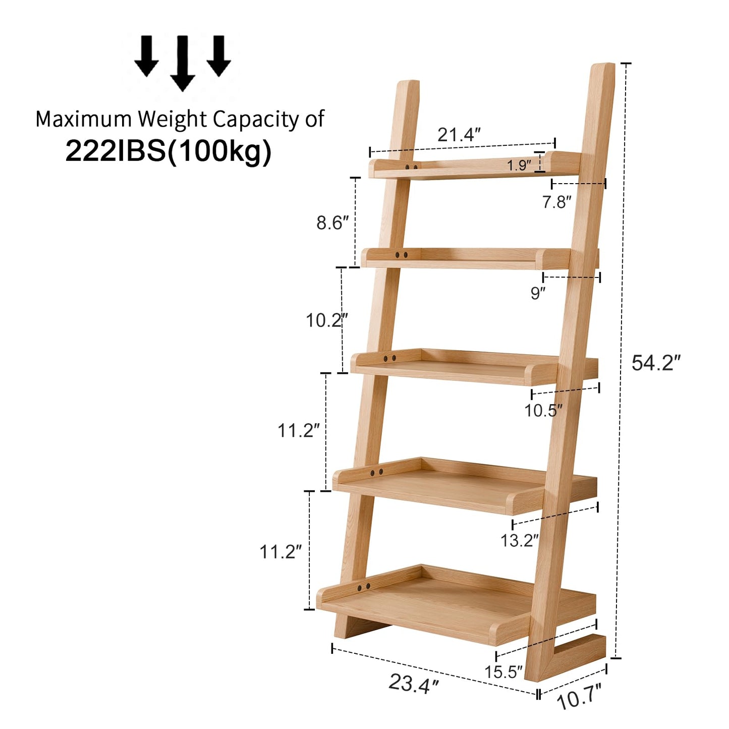 White 5-Tier Wooden Ladder Shelf