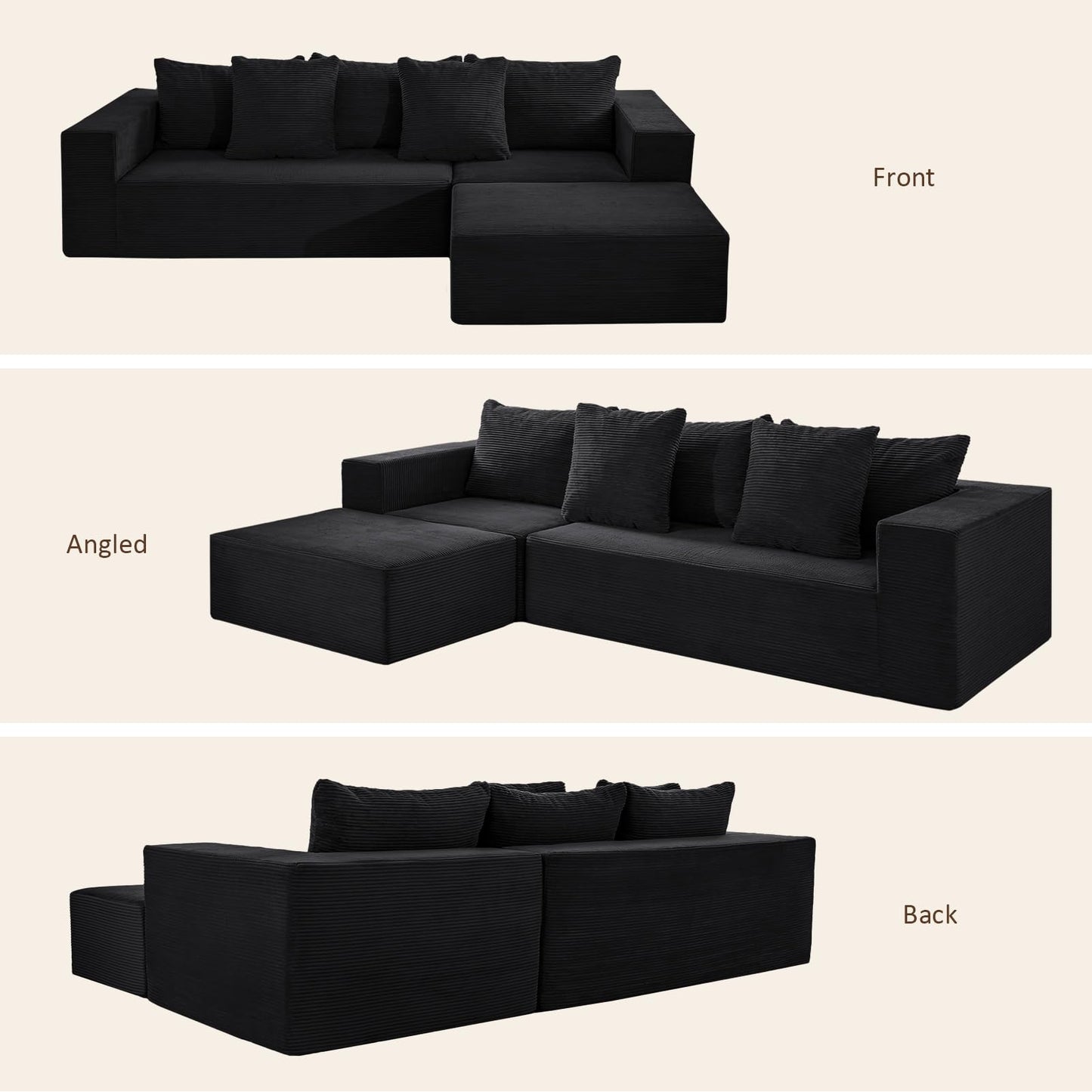 INGEROOM 108" Sectional Sofa – Dark Gray