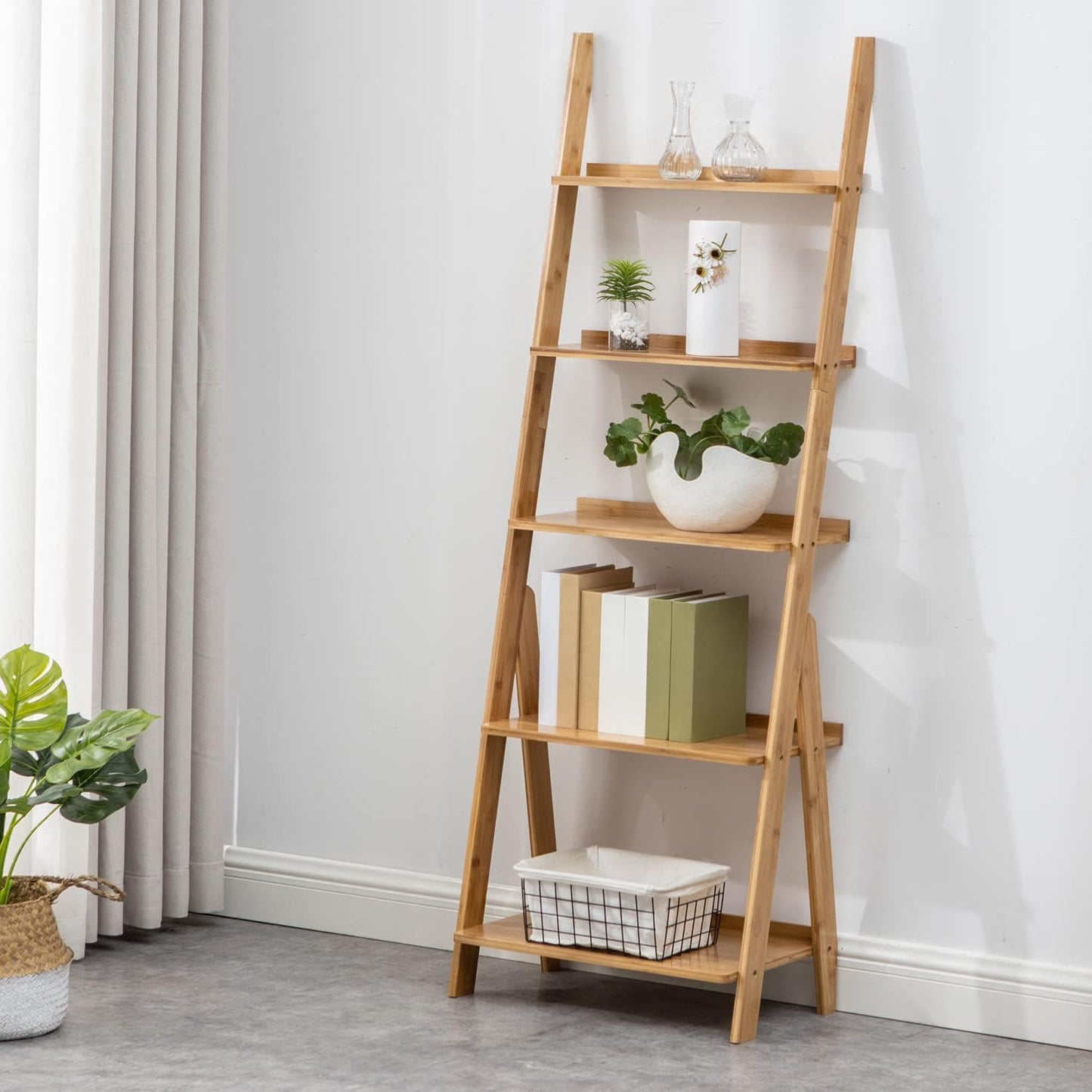 Maydear 5-Tier Bamboo Ladder Shelf