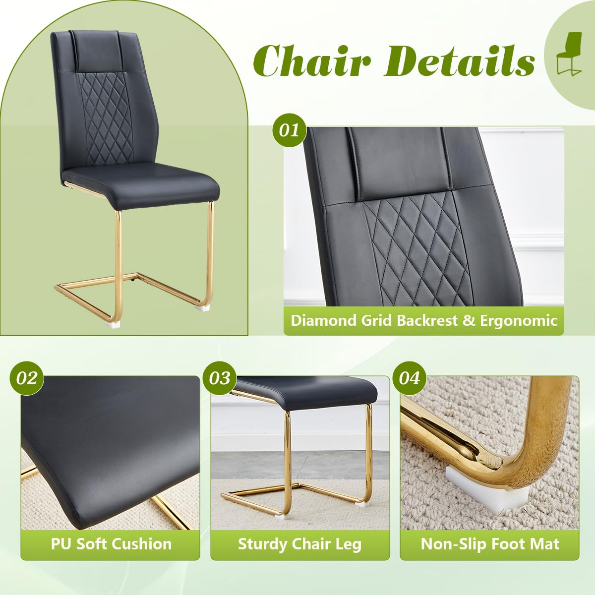 71" Black & Gold Dining Set for 8