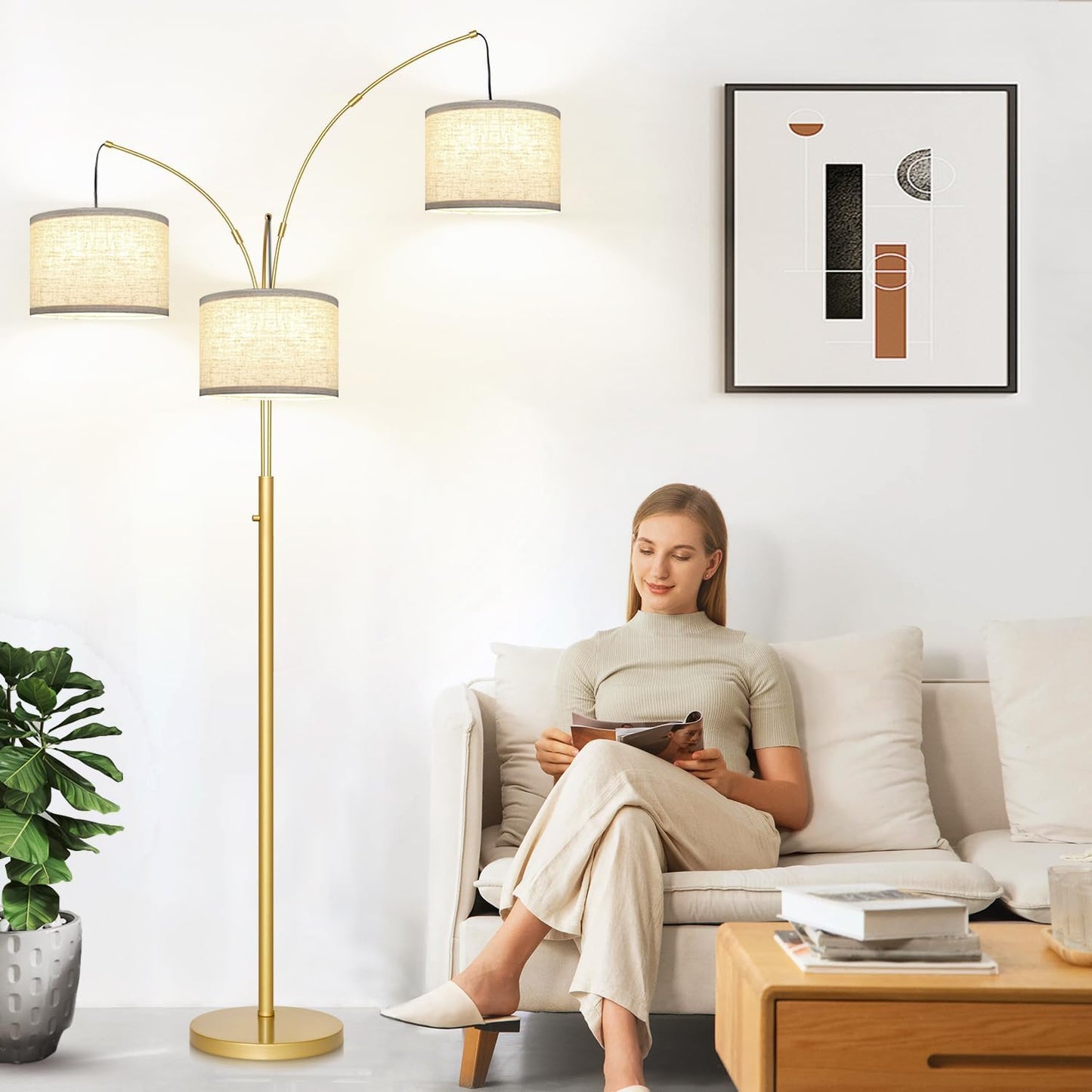 Dimmable 3-Light Arc Floor Lamp