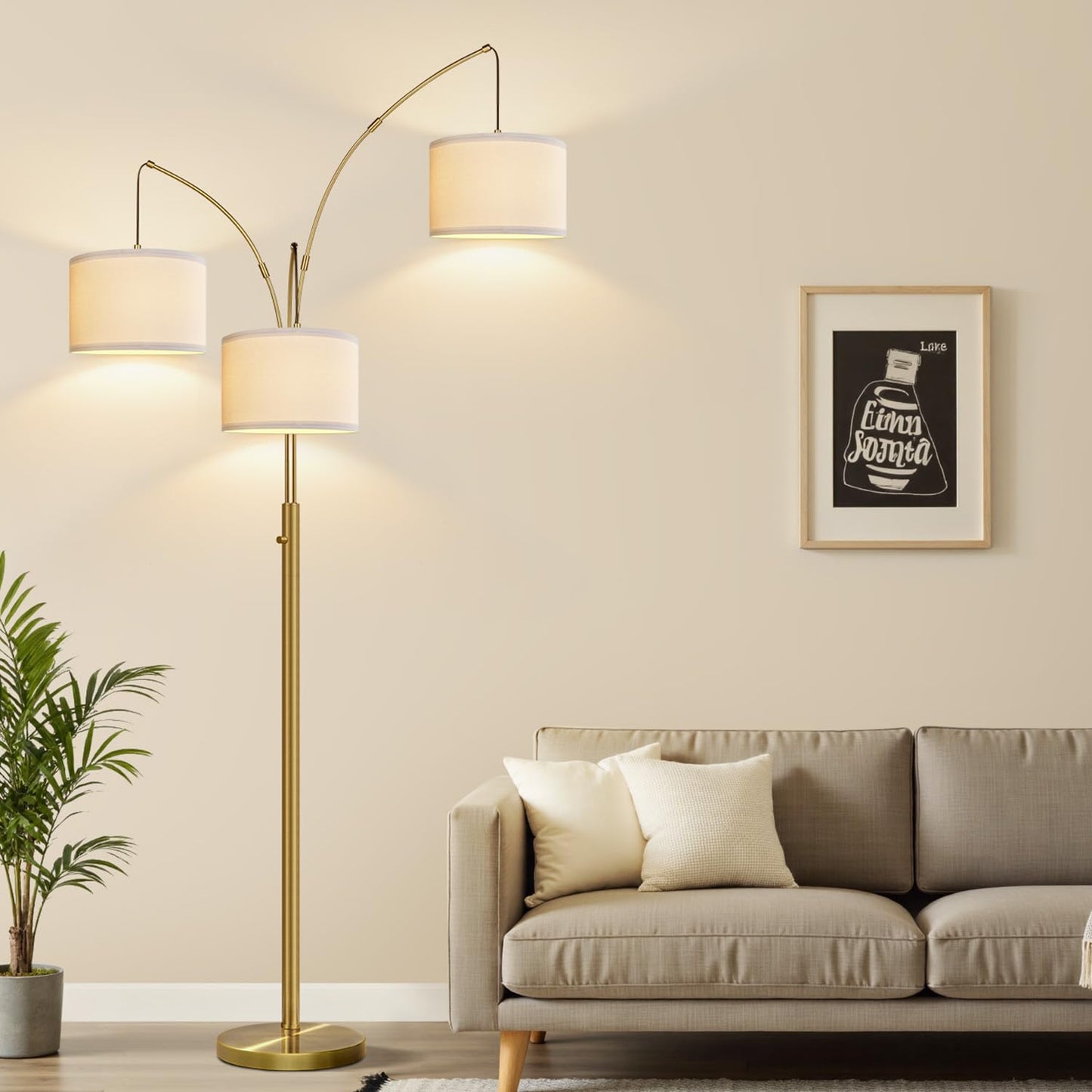 Dimmable 3-Light Arc Floor Lamp