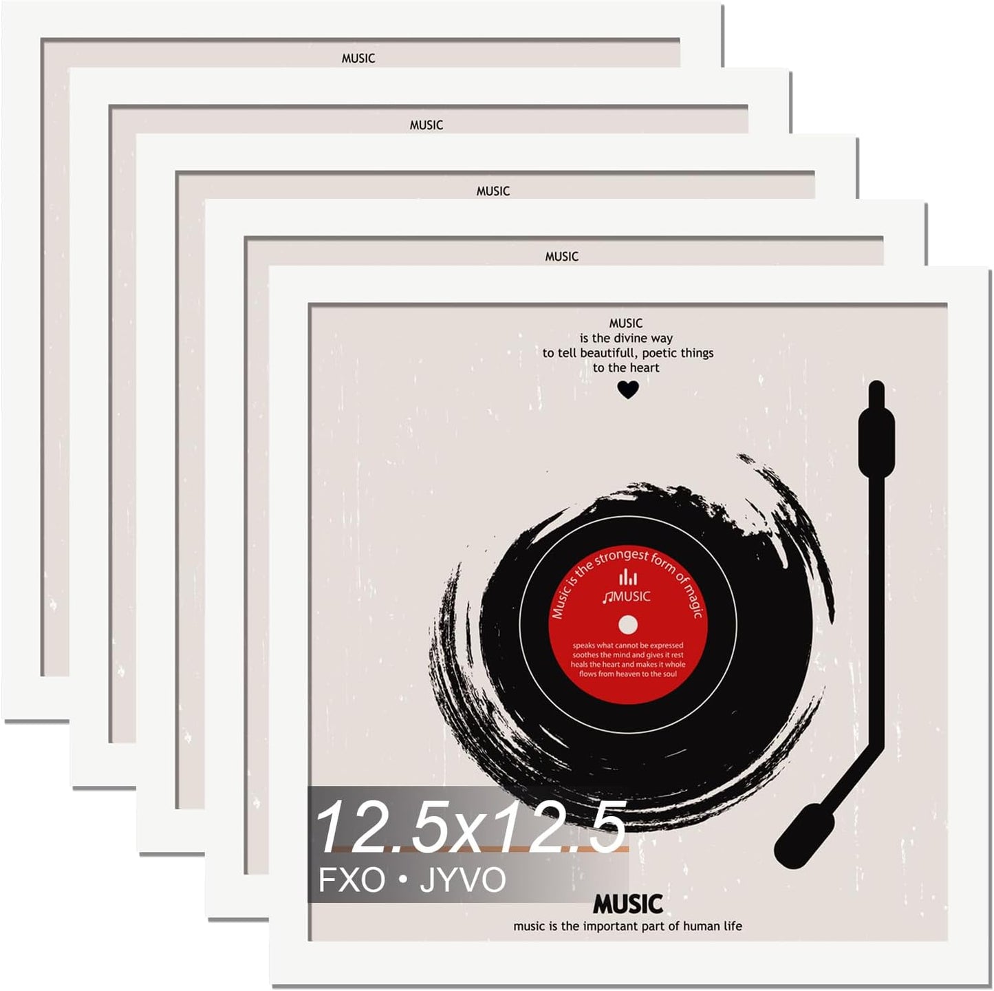 4-Pack 12.5" White Vinyl Record Frames