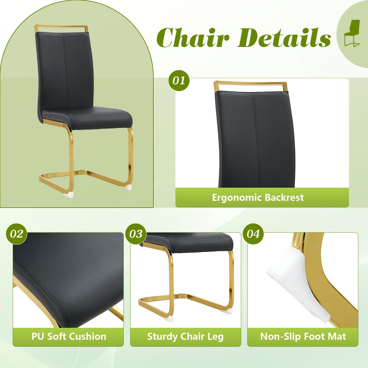 71" Black & Gold Dining Set for 8