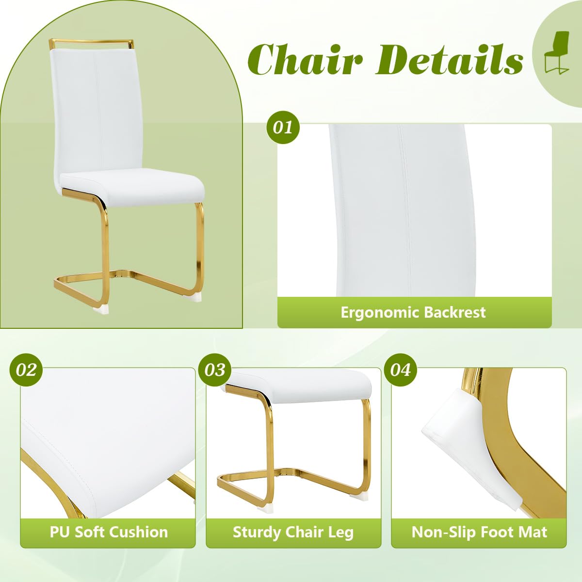 63" Glass Dining Table Set for 4