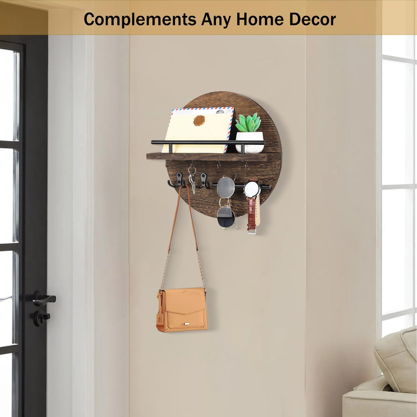 Wall Key & Mail Holder – Rustic