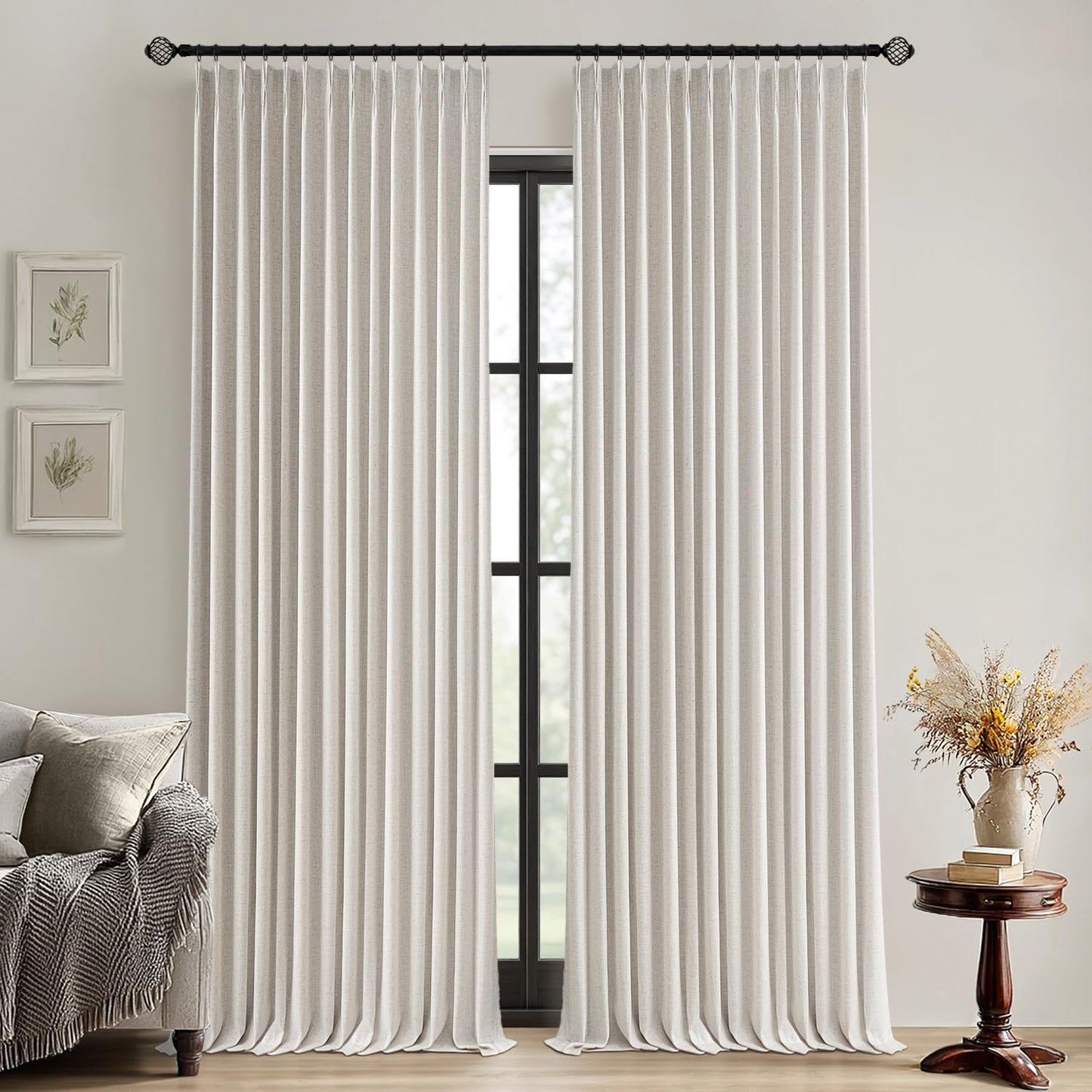 MIULEE Blackout Linen Curtains 84" – 2 Panels