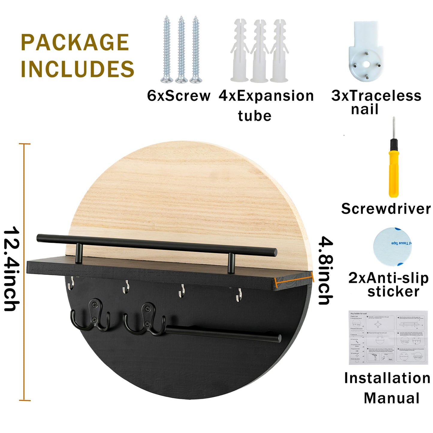 Wall Key & Mail Holder – Rustic