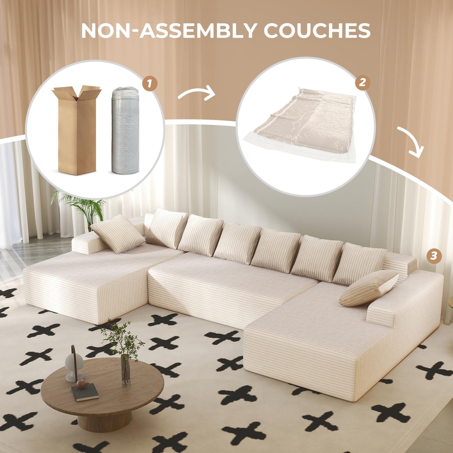 131" U-Shaped Cloud Sectional Sofa