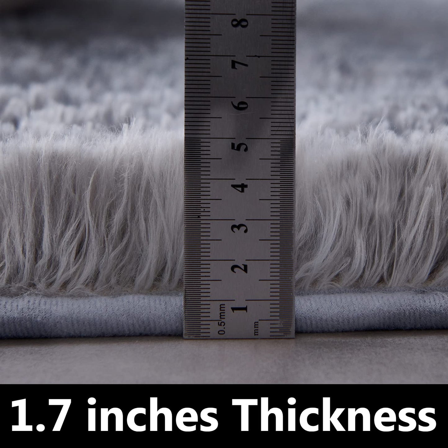 FJZFING 4x4 Light Grey Round Shag Rug