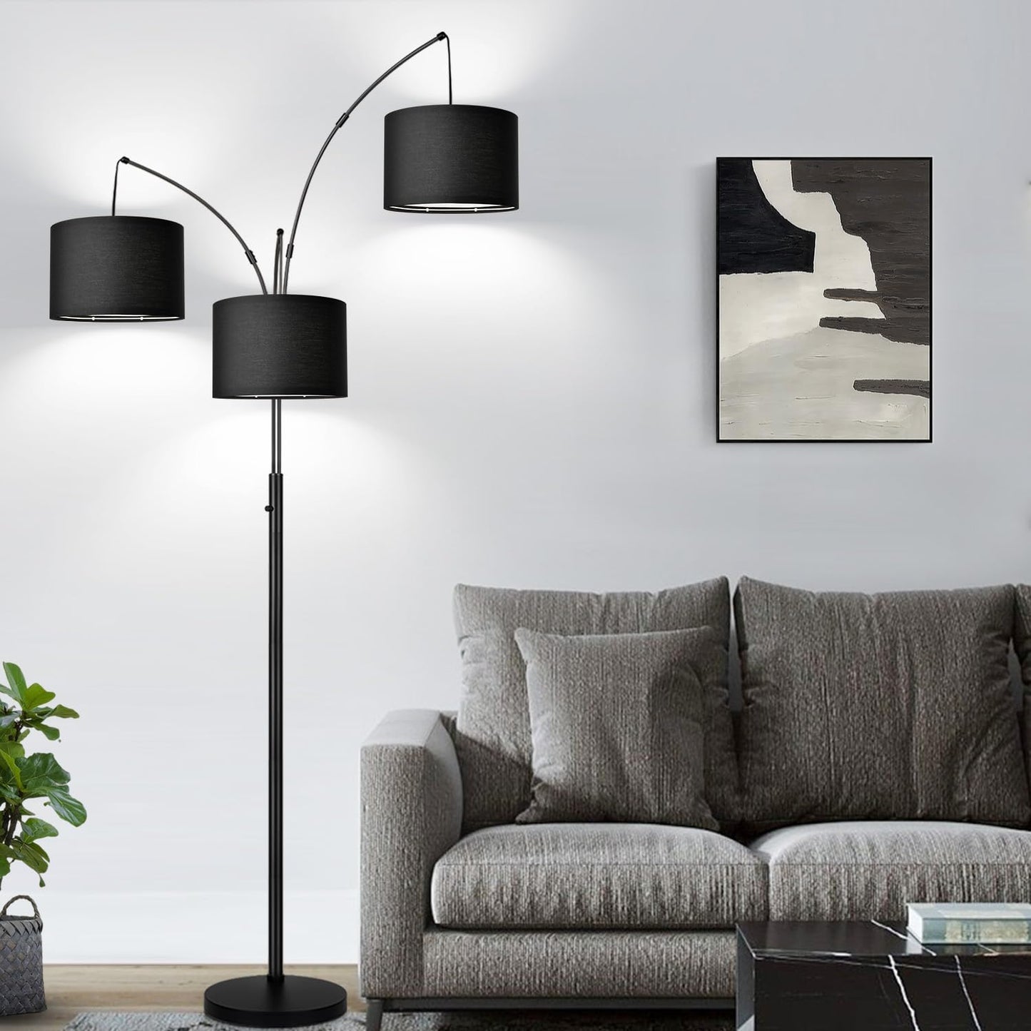 Dimmable 3-Light Arc Floor Lamp