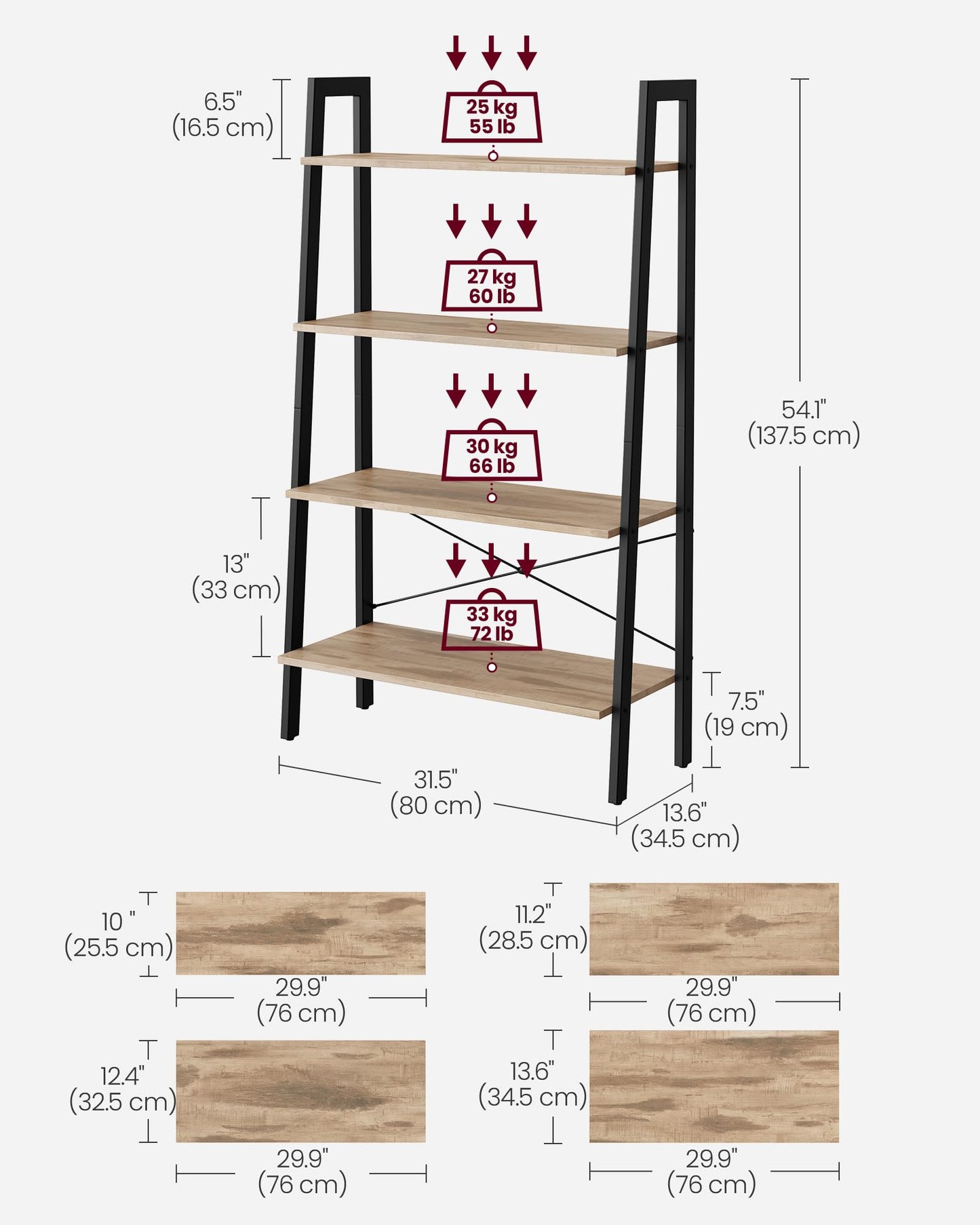 VASAGLE 5-Tier Ladder Bookshelf