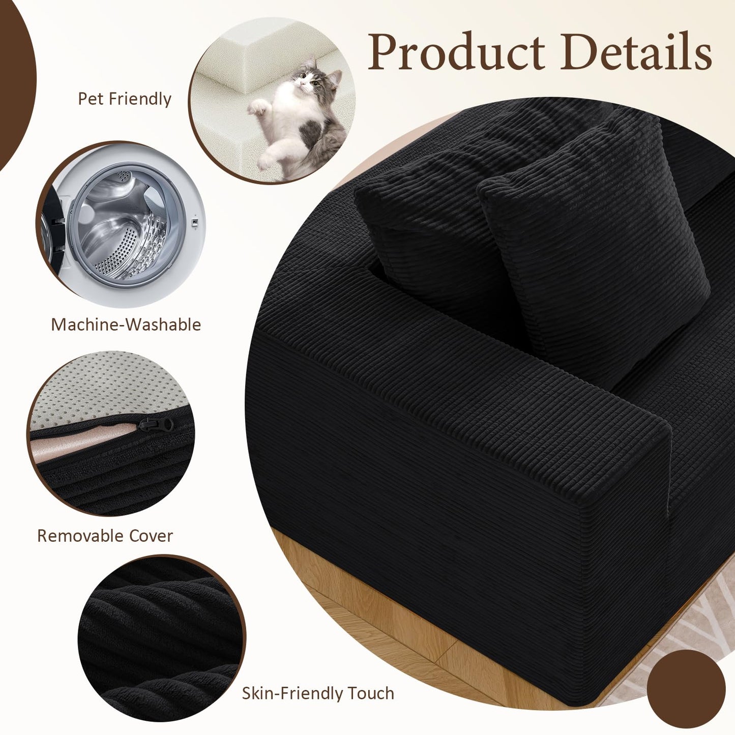 INGEROOM 108" Sectional Sofa – Dark Gray