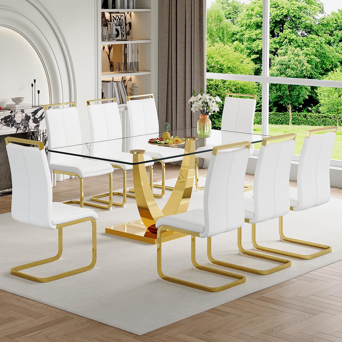 63" Glass Dining Table Set for 4