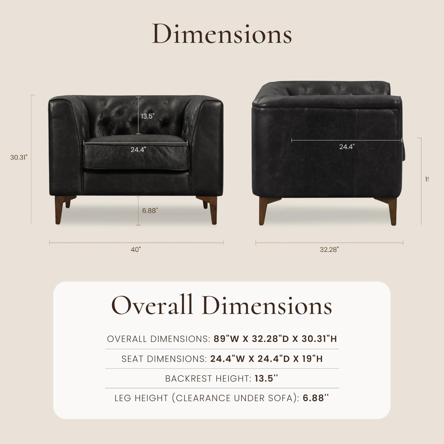 POLY & BARK 74" Leather Sofa – Cognac Tan