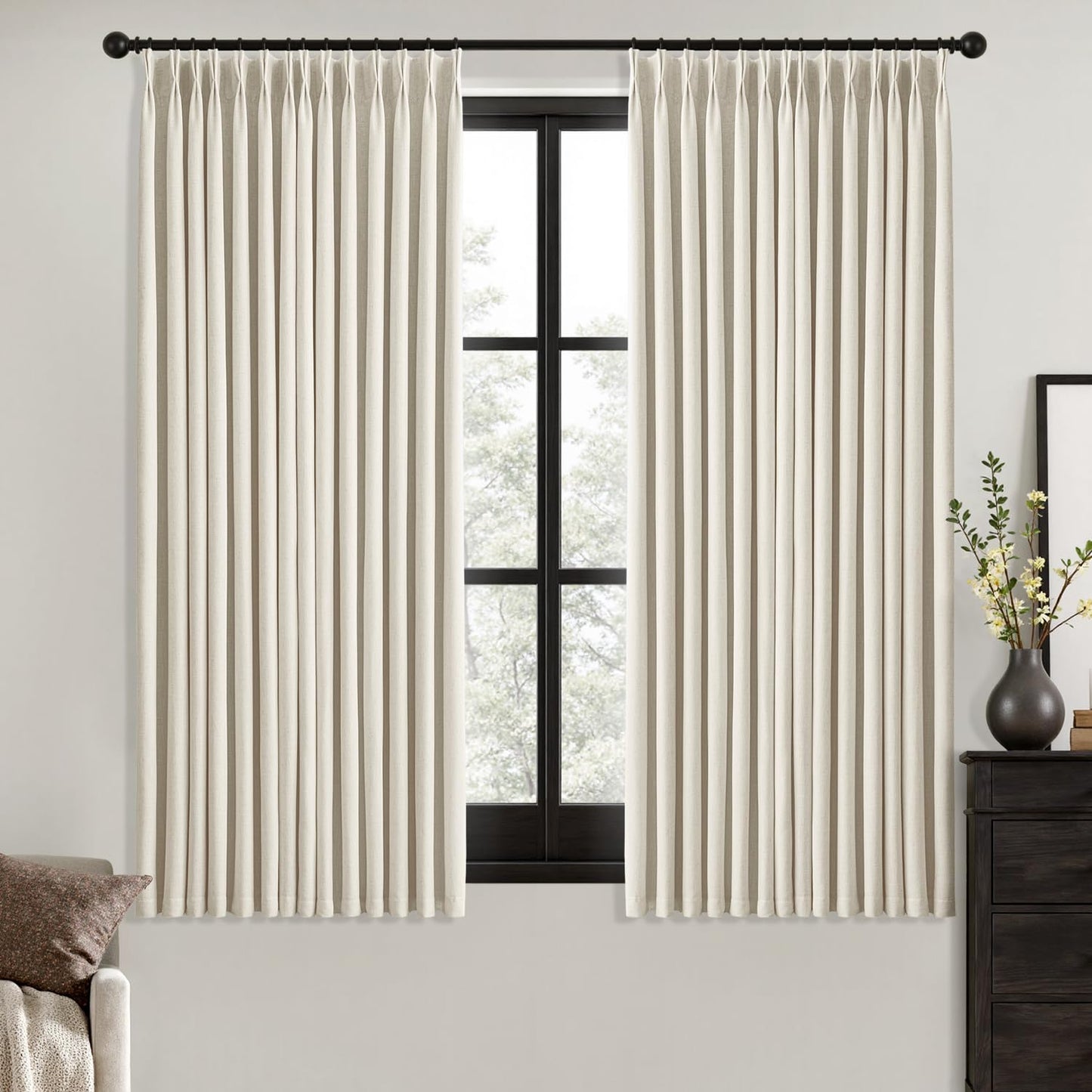 MIULEE Blackout Linen Curtains 84" – 2 Panels
