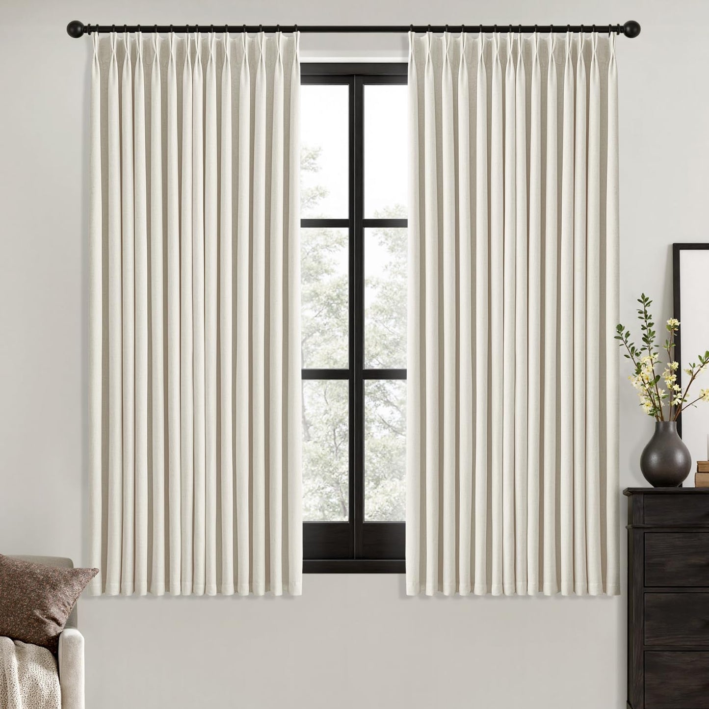 MIULEE Blackout Linen Curtains 84" – 2 Panels