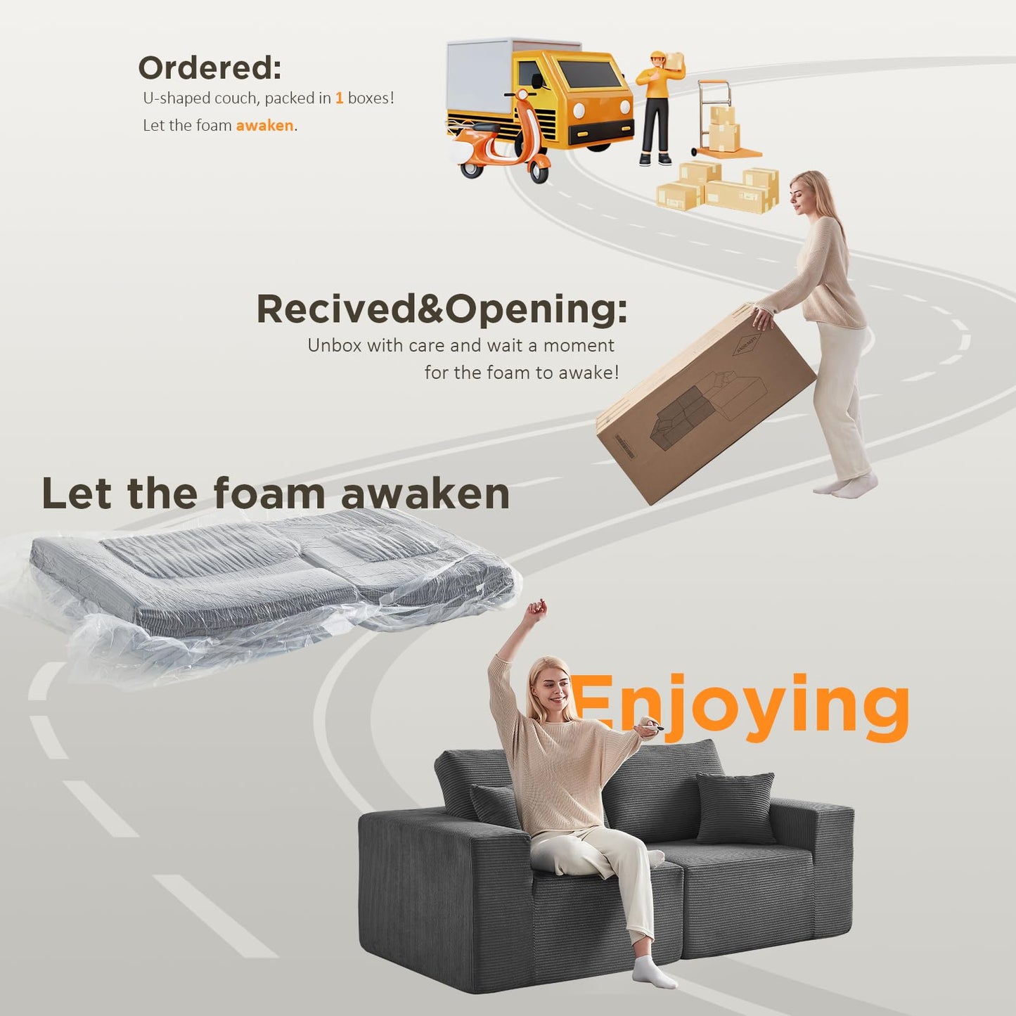 INGEROOM 108" Sectional Sofa – Dark Gray