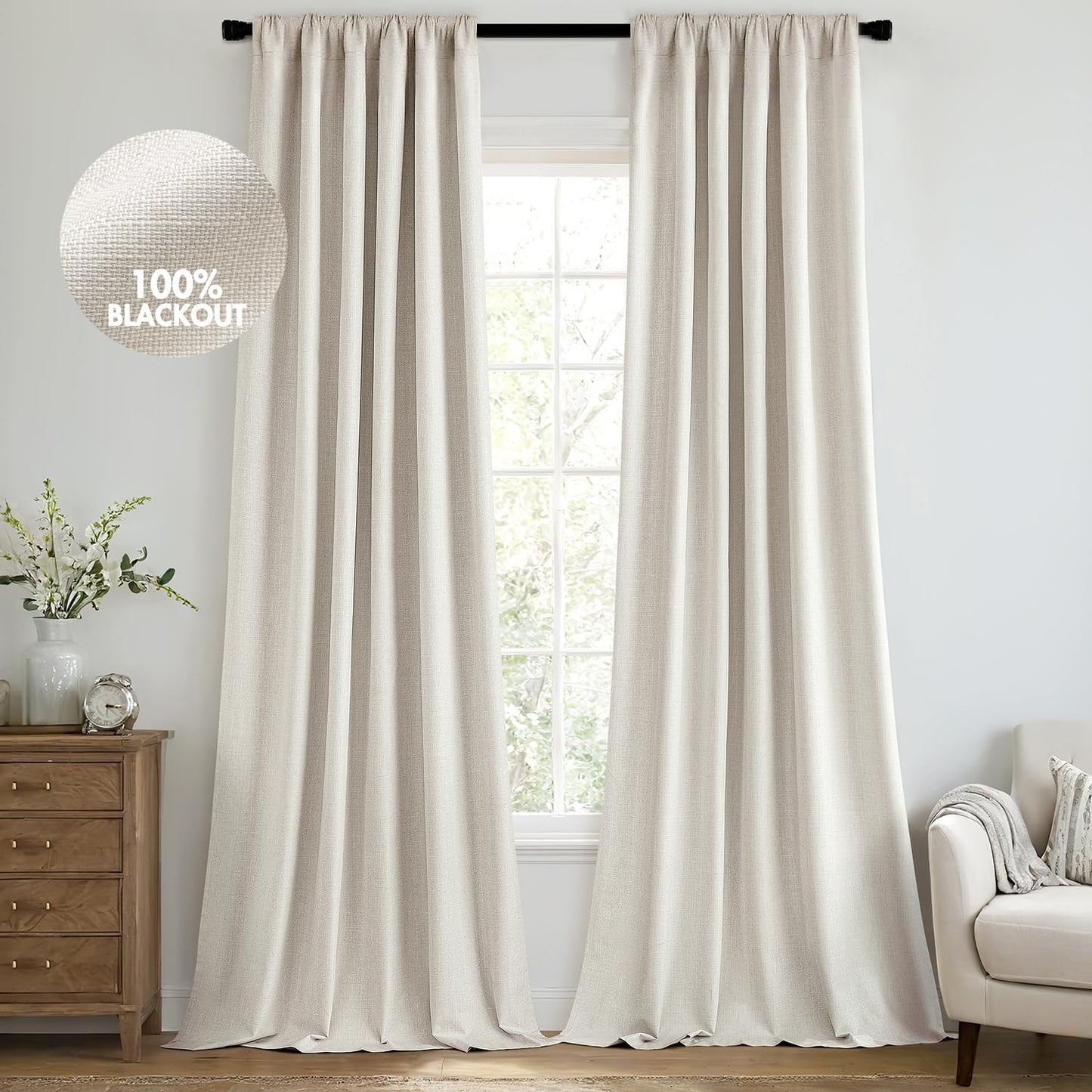 MIULEE Blackout Curtains 96" – Birch, 2 Panels