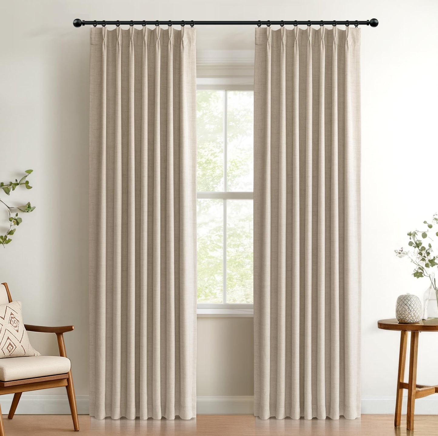 Blackout Linen Curtains 2-Pack, 90"