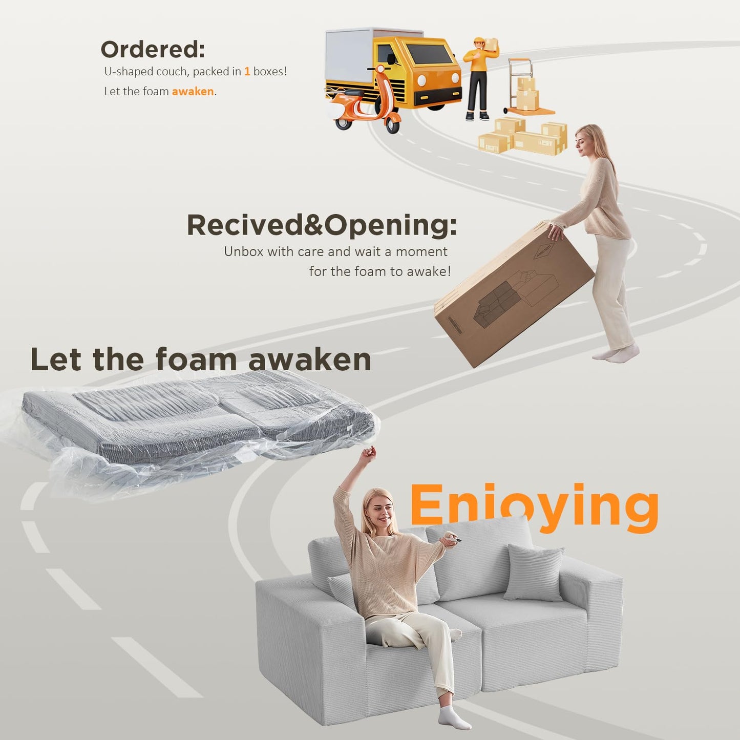 INGEROOM 108" Sectional Sofa – Dark Gray