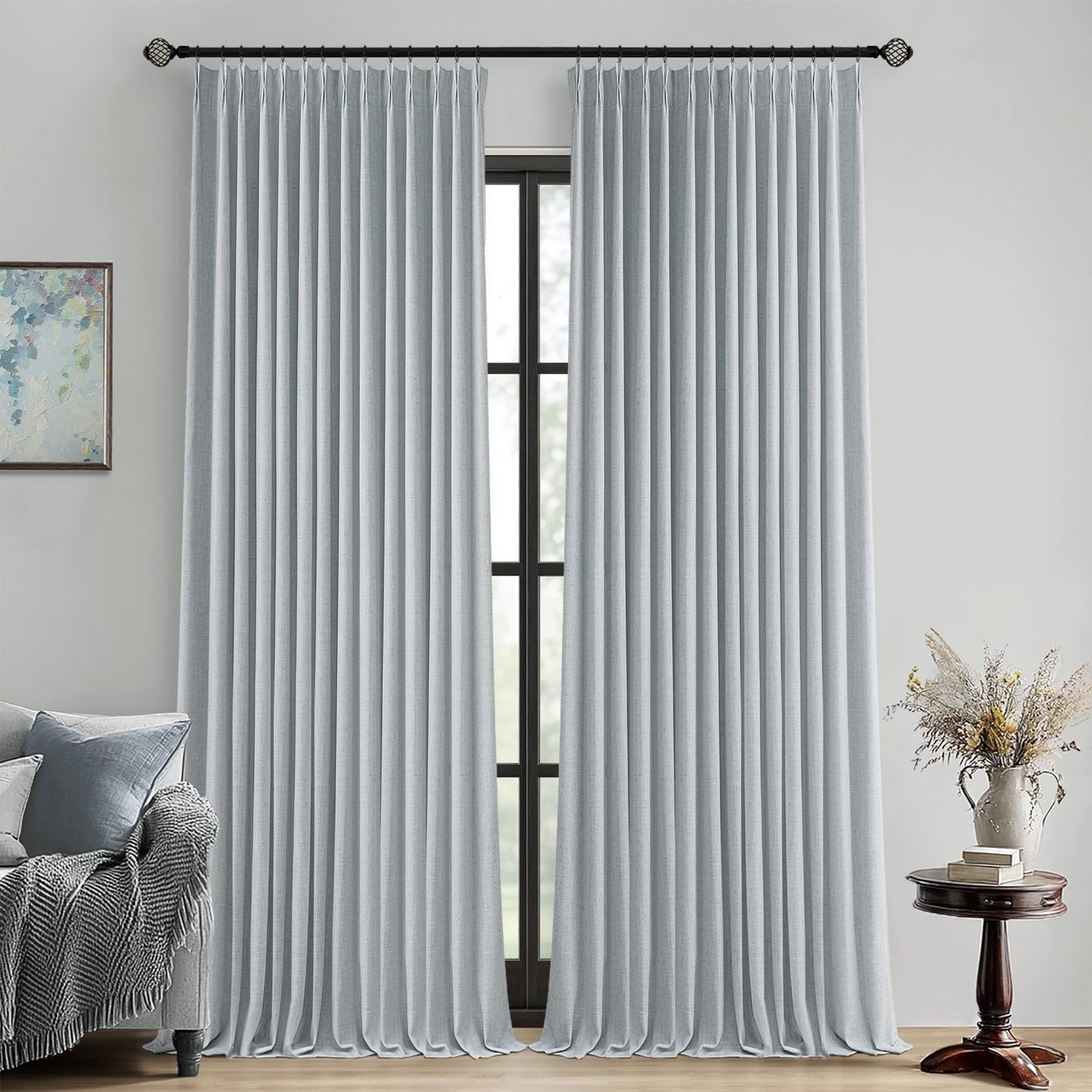 MIULEE Blackout Linen Curtains 84" – 2 Panels