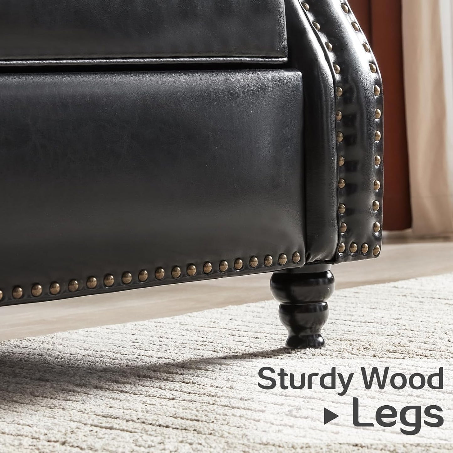 WILLOVE 79" Black Faux Leather Sofa