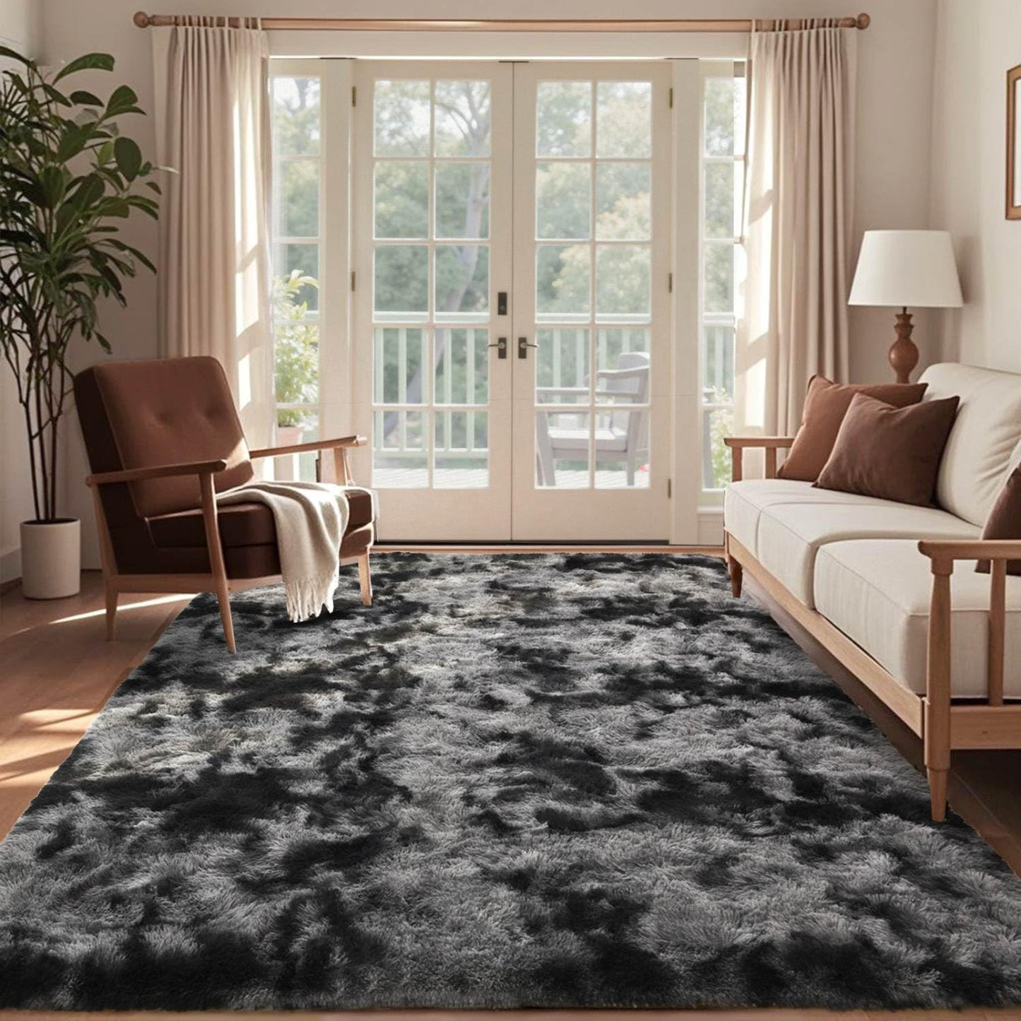 6x9 Ft Dark Grey Shag Area Rug