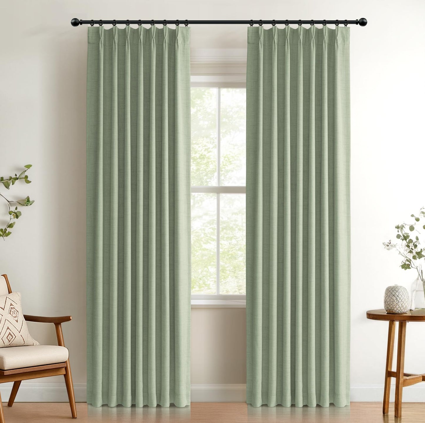 Blackout Linen Curtains 2-Pack, 90"