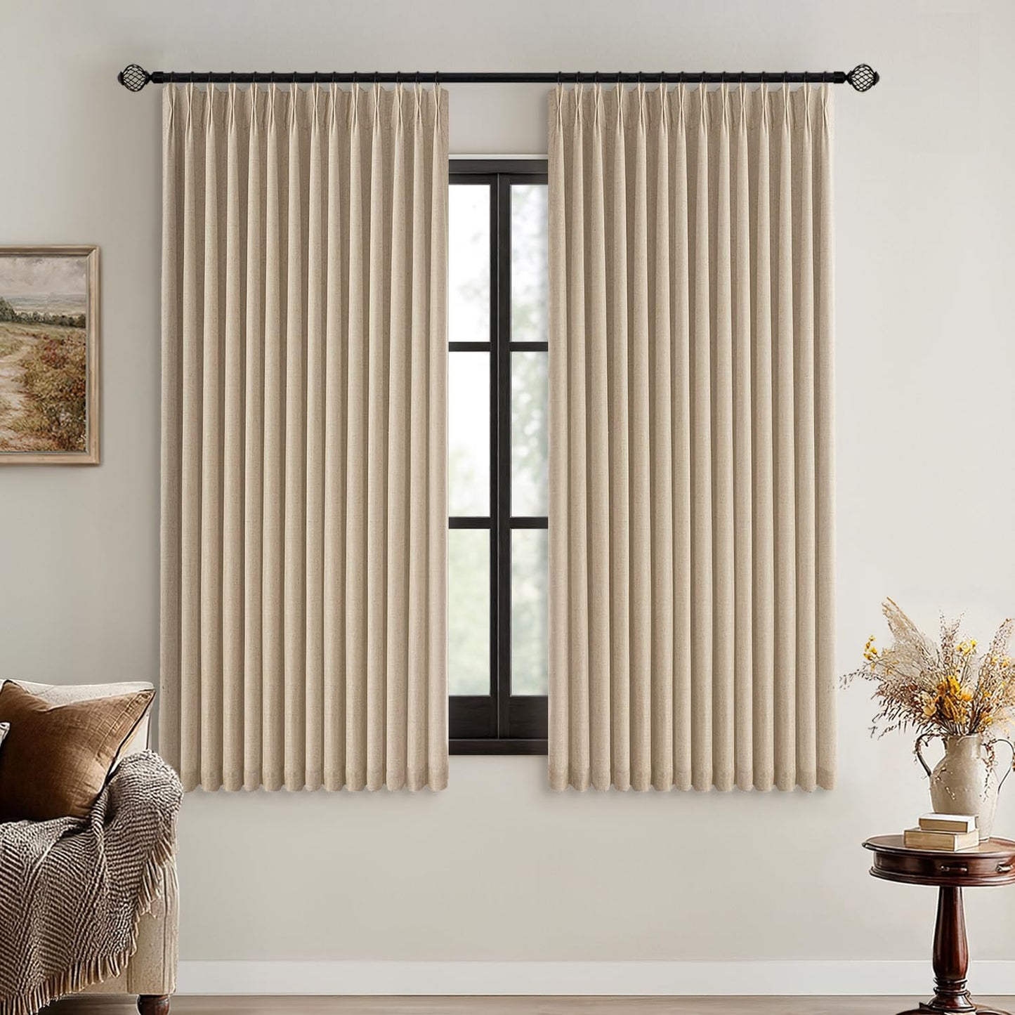 MIULEE Blackout Linen Curtains 84" – 2 Panels