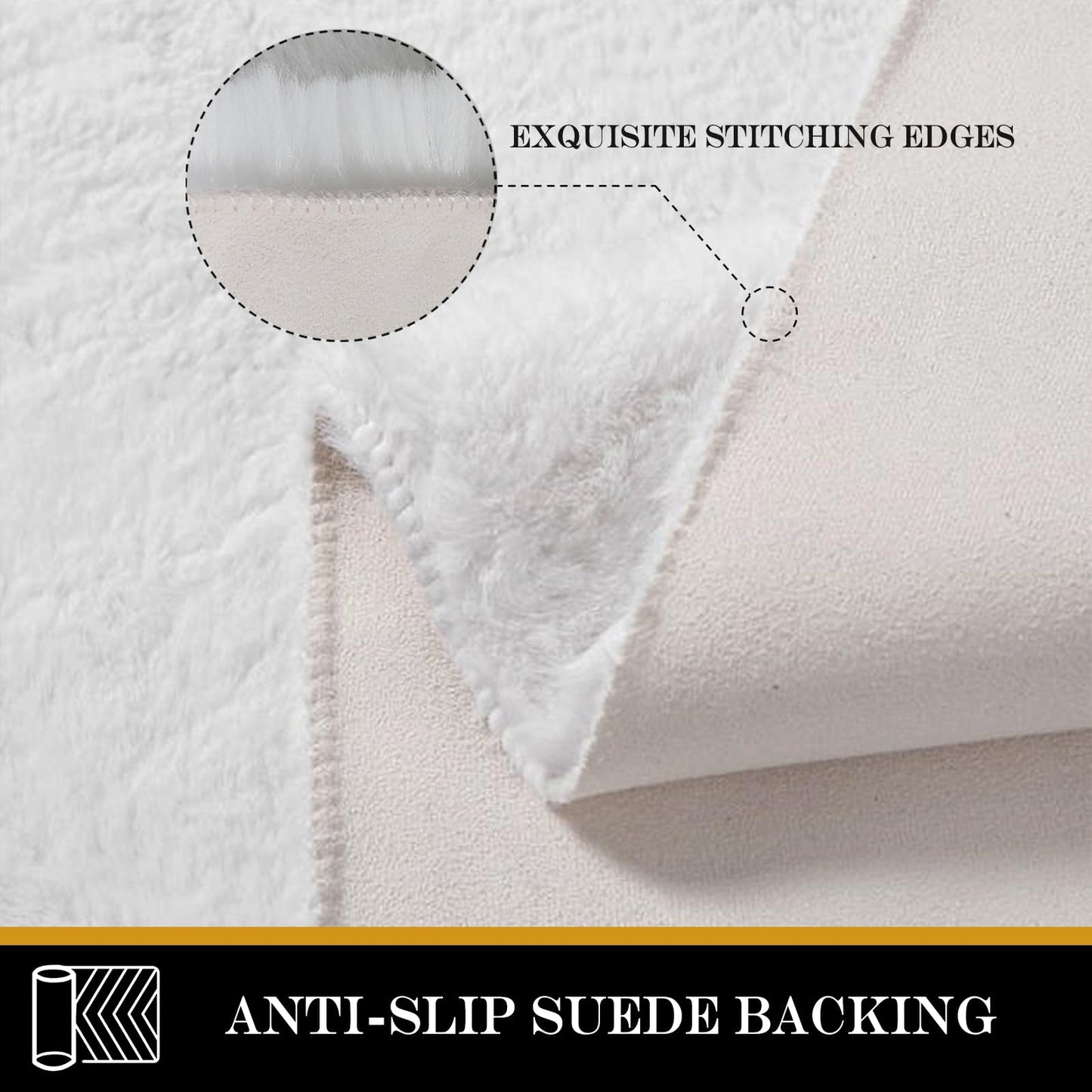 Latepis 3ft White Faux Fur Round Rug