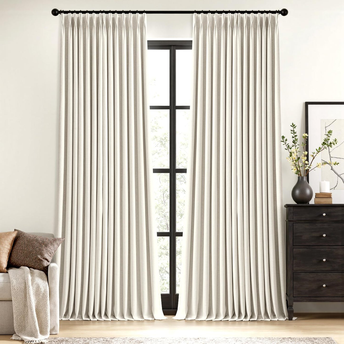 MIULEE Blackout Linen Curtains 84" – 2 Panels