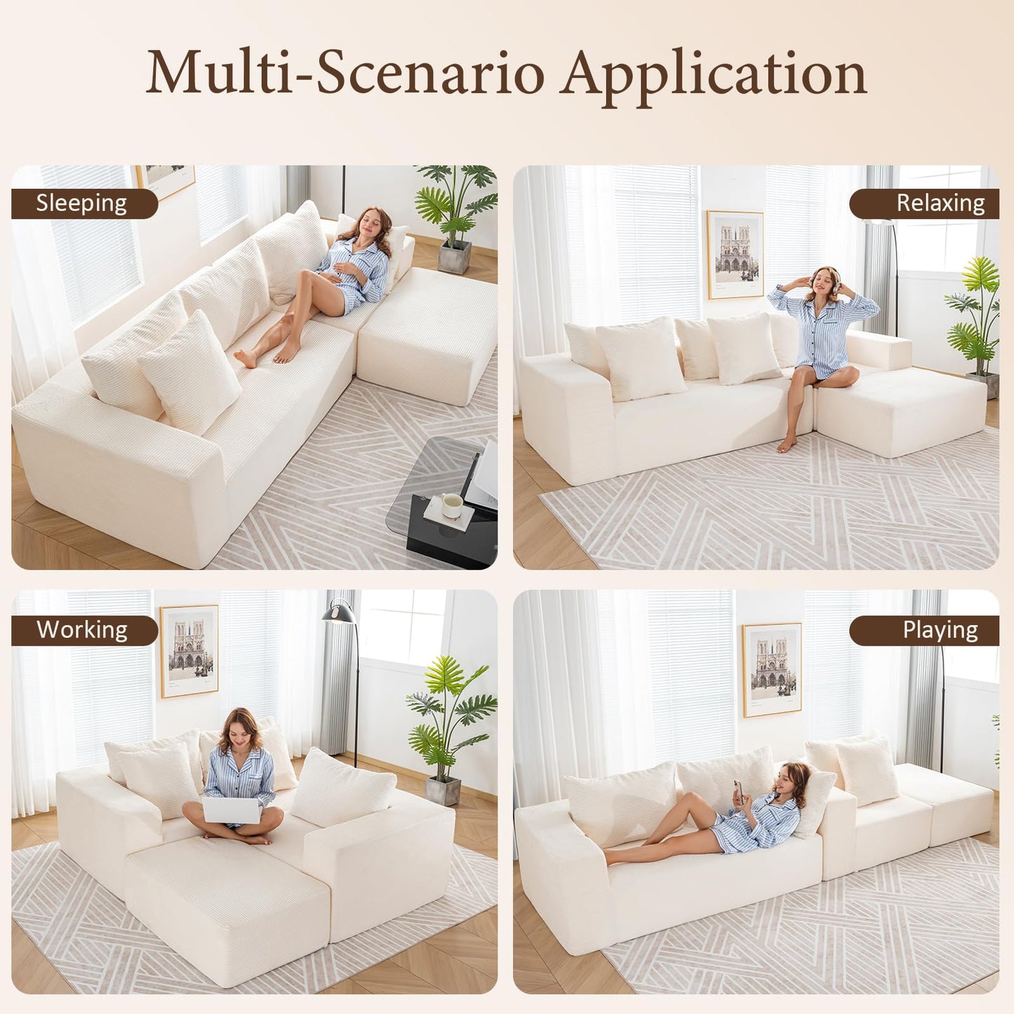 INGEROOM 108" Sectional Sofa – Dark Gray