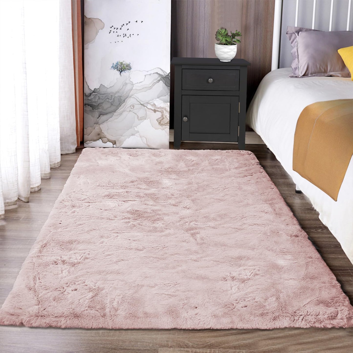 Latepis 3ft White Faux Fur Round Rug