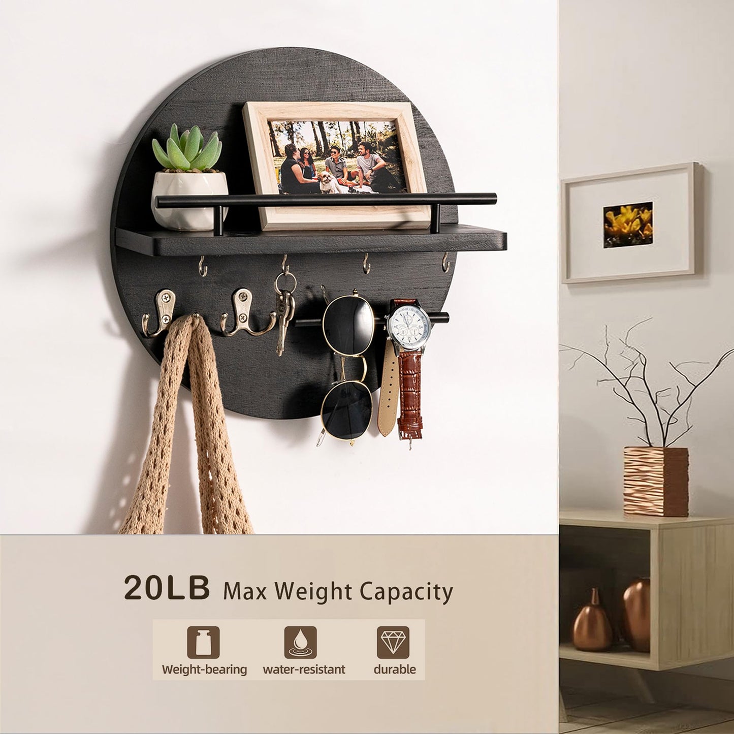 Wall Key & Mail Holder – Rustic