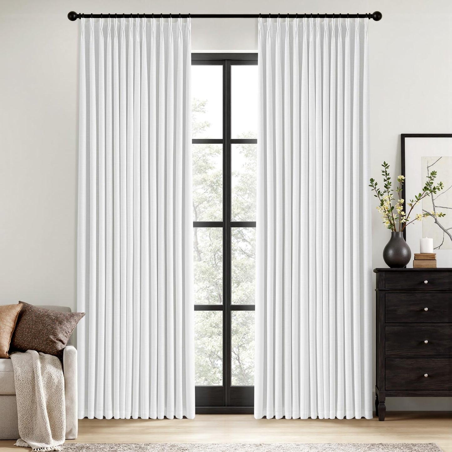 MIULEE Blackout Linen Curtains 84" – 2 Panels
