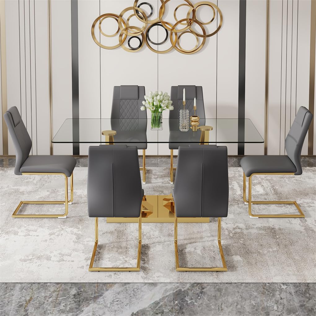 63" Glass Dining Table Set for 4