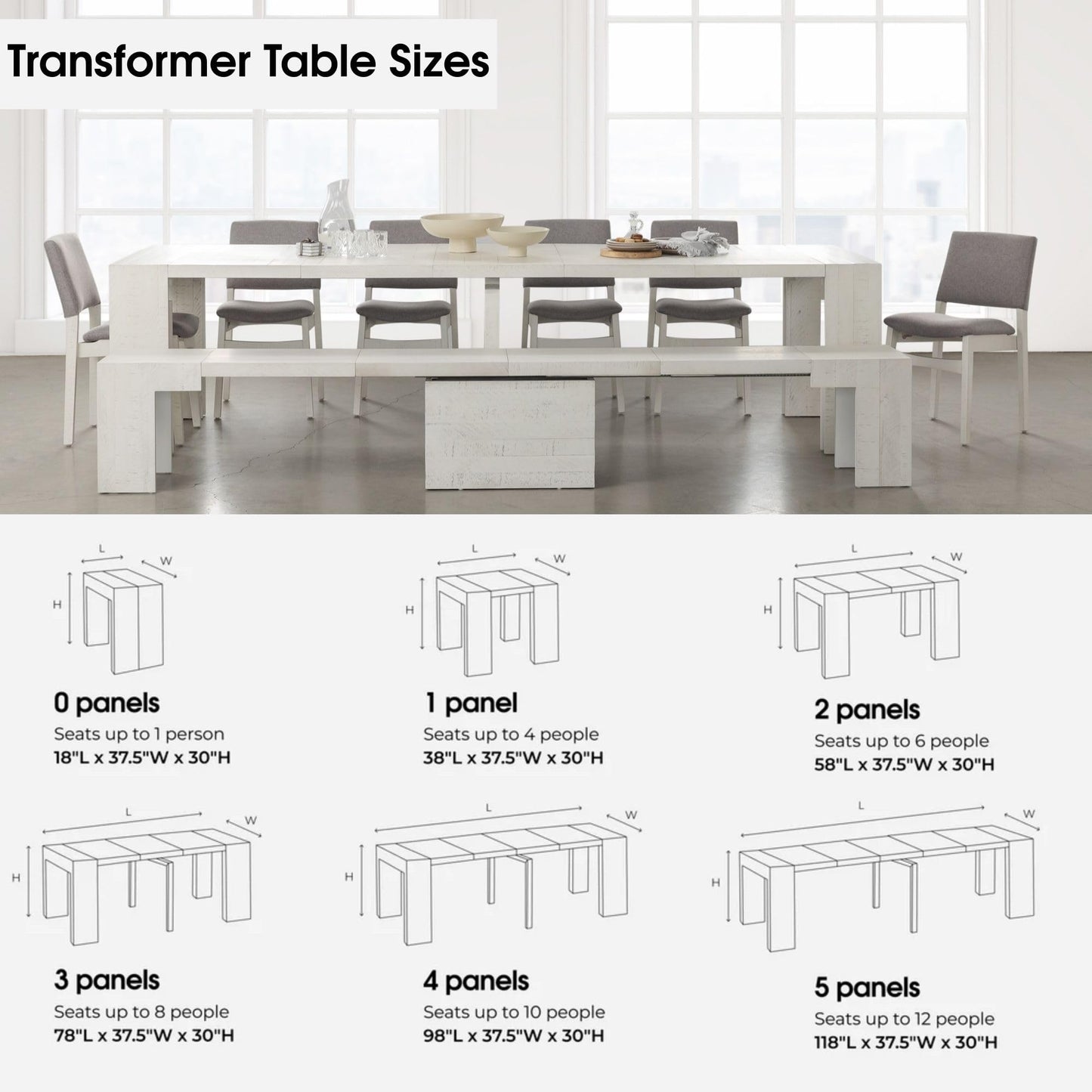 White Extendable Dining Table & Bench