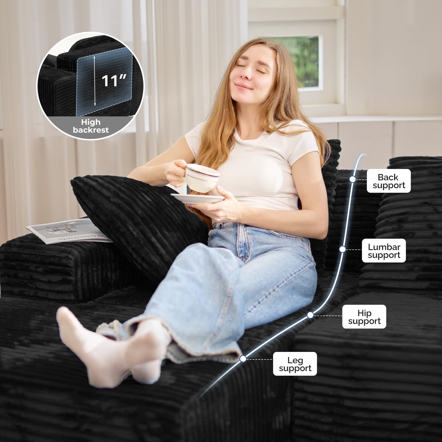 131" U-Shaped Cloud Sectional Sofa