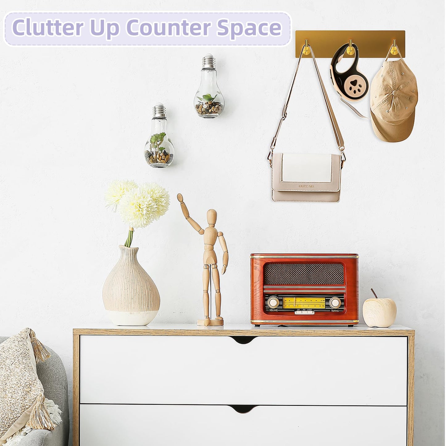 VIS'V Adhesive Wall Key Holder – Black