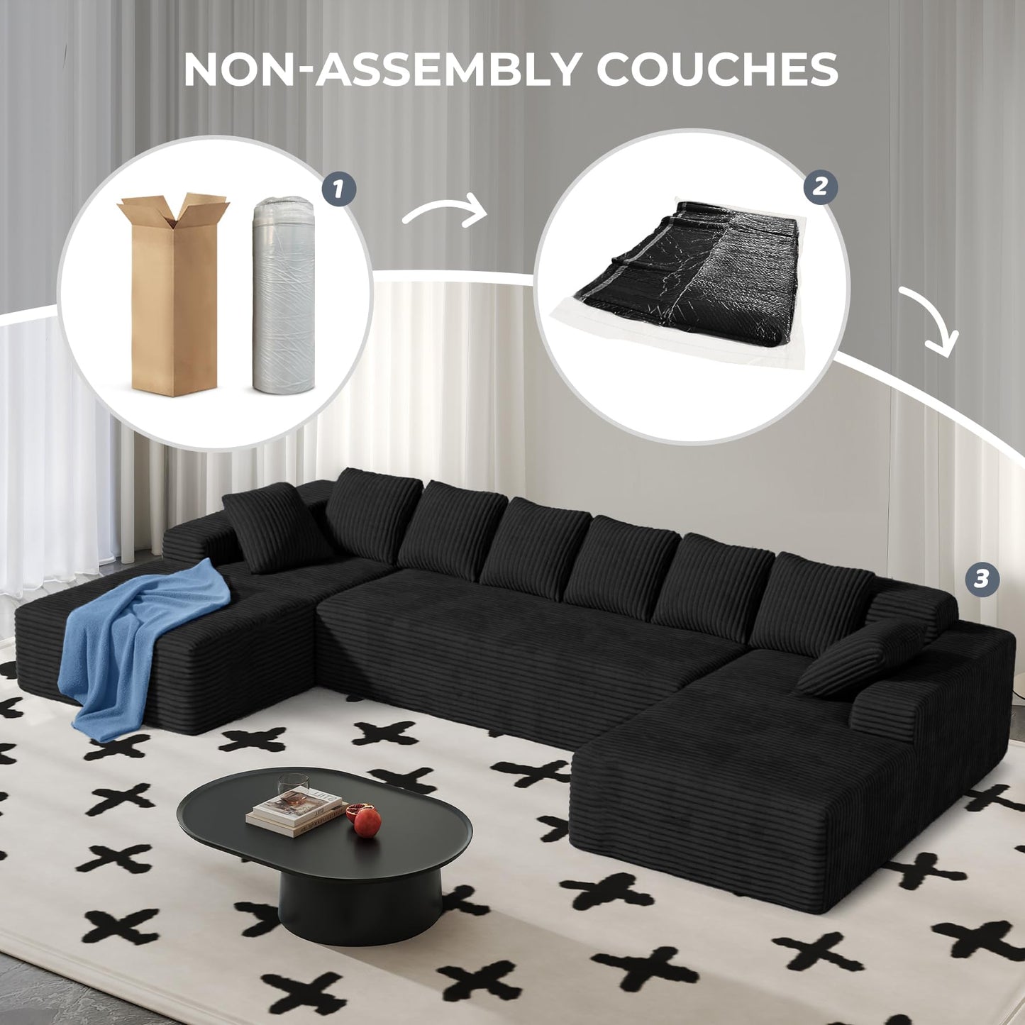 131" U-Shaped Cloud Sectional Sofa