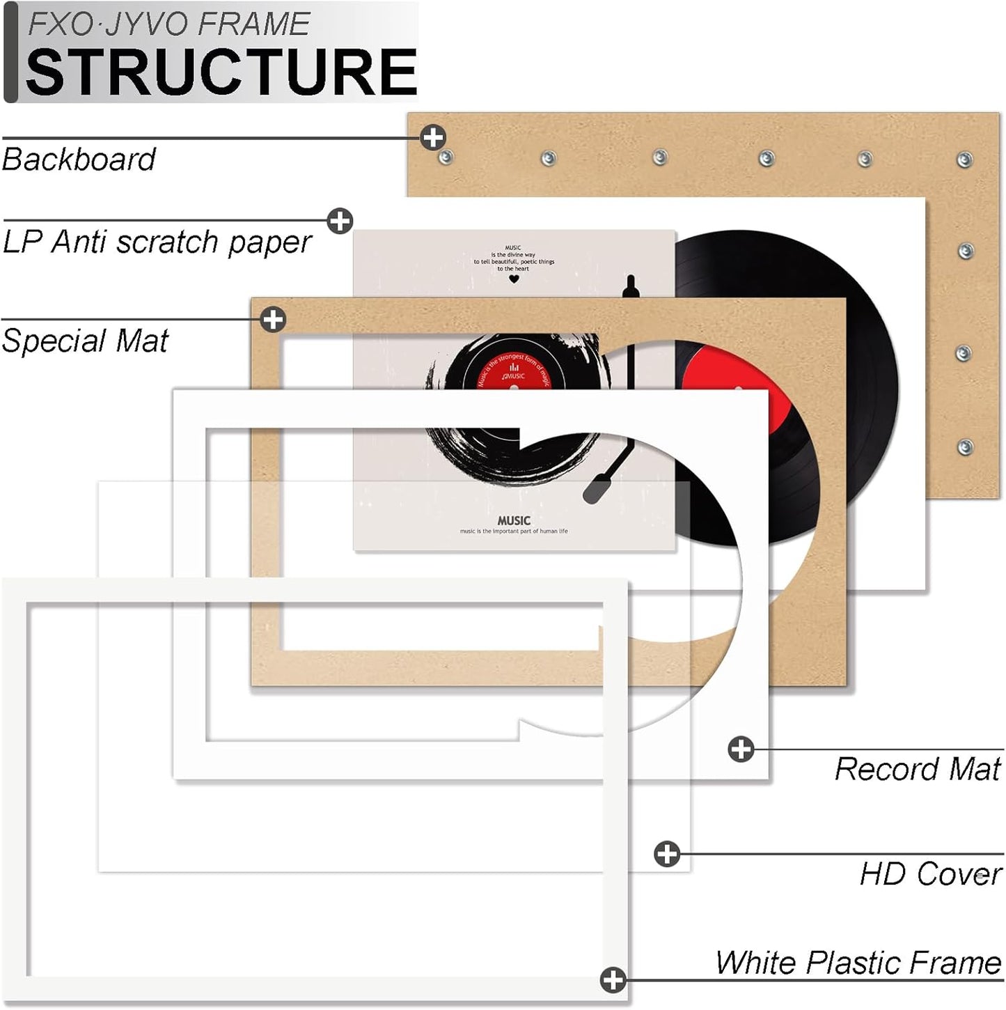 4-Pack 12.5" White Vinyl Record Frames
