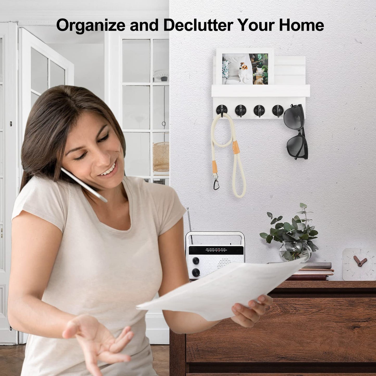 Wall Key & Mail Holder – Wood