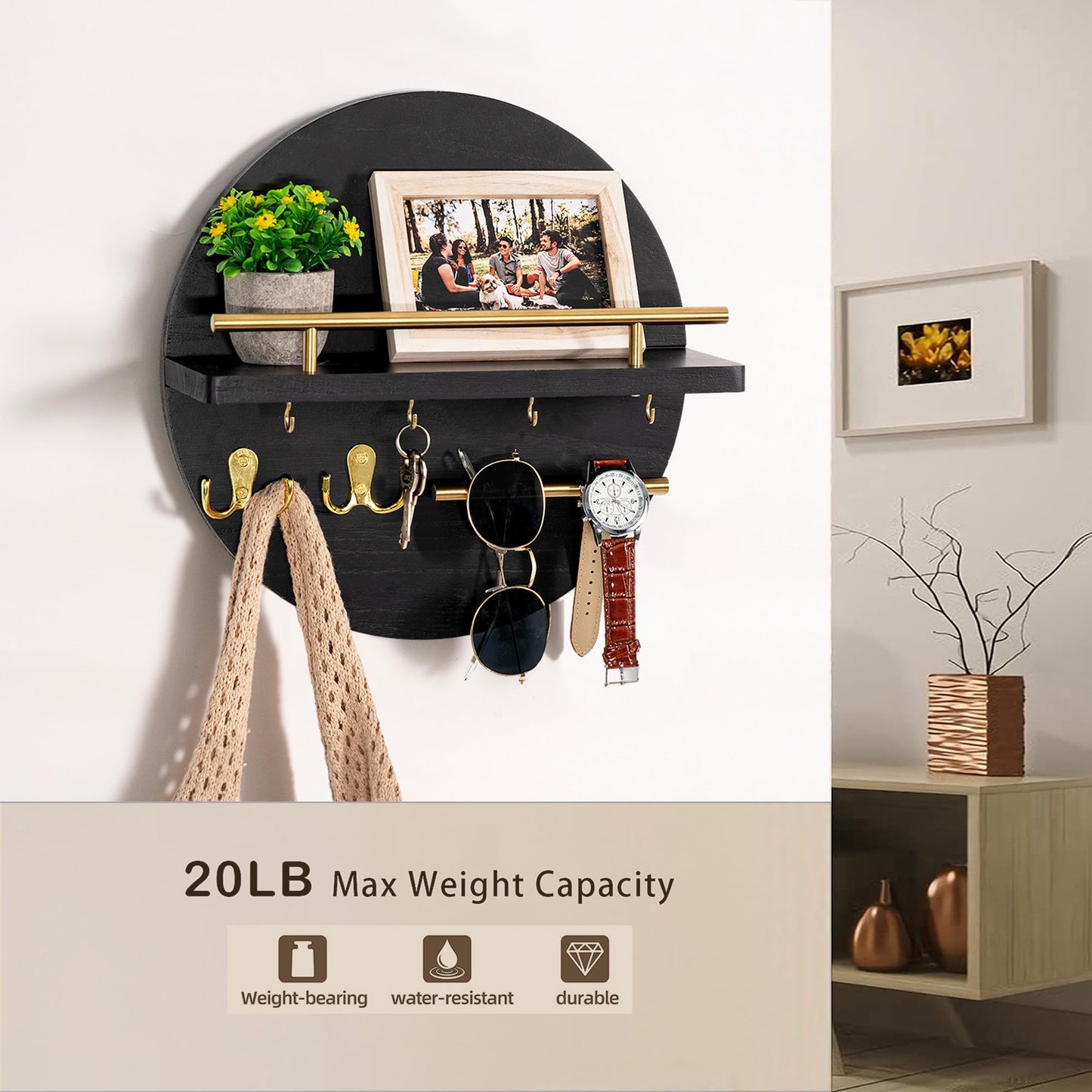 Wall Key & Mail Holder – Rustic