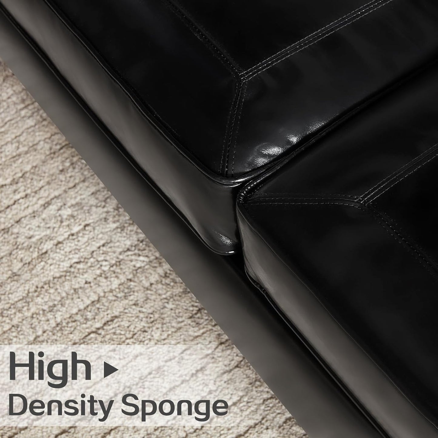 WILLOVE 79" Black Faux Leather Sofa