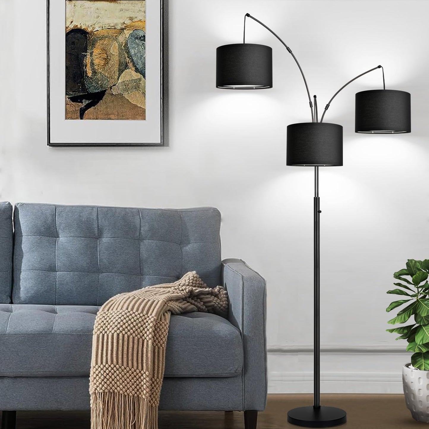 Dimmable 3-Light Arc Floor Lamp