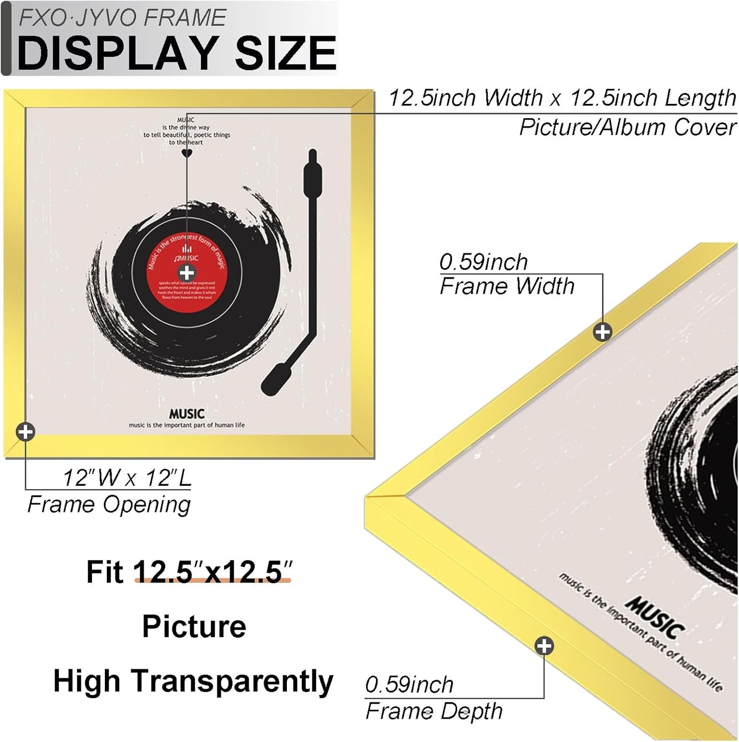4-Pack 12.5" White Vinyl Record Frames
