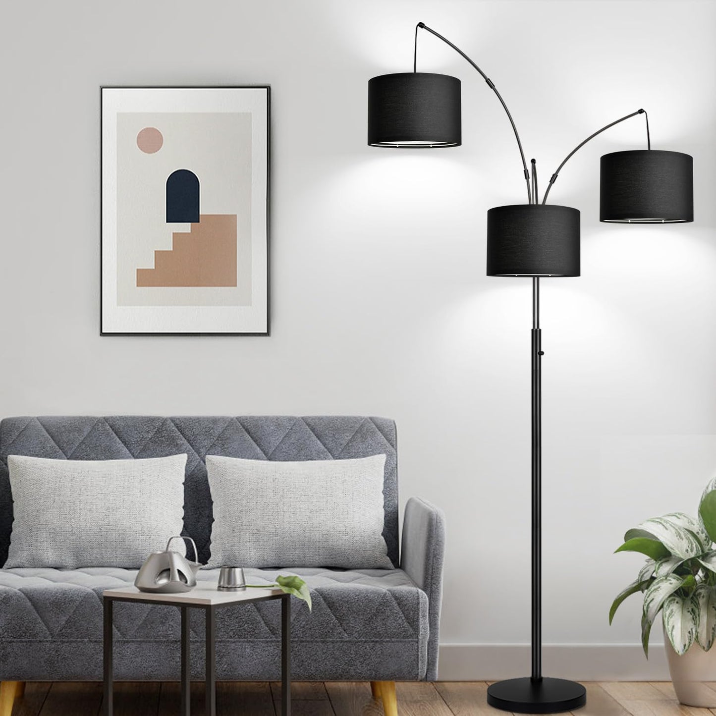 Dimmable 3-Light Arc Floor Lamp