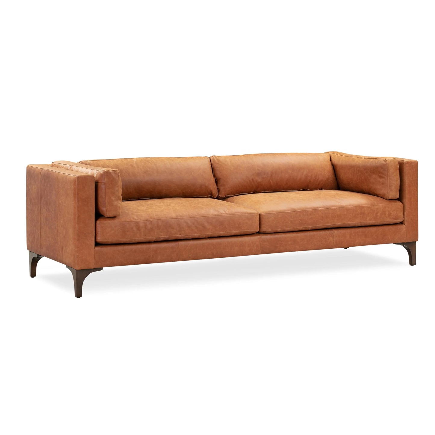 88" Girona Leather Sofa, Cognac Tan